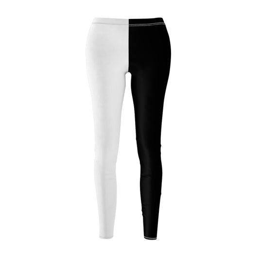 Monokuma Leggings | Half Black Half White Women's Casual Stretch Pants | Fantasy Workout Clothing Two Tone
