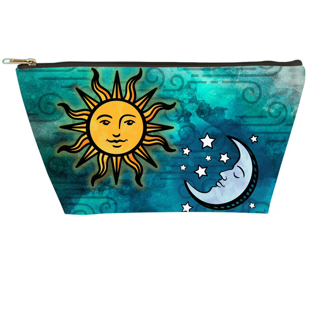 Watercolor Artistic Trendy - Accessory Pouch Dice Bag Choose Size Sun Moon Ocean Waves (Select Size)