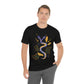 Double-Headed Snake, Moon Phases, Flowers, Black T-Shirt, Unisex Jersey Short Sleeve Tee