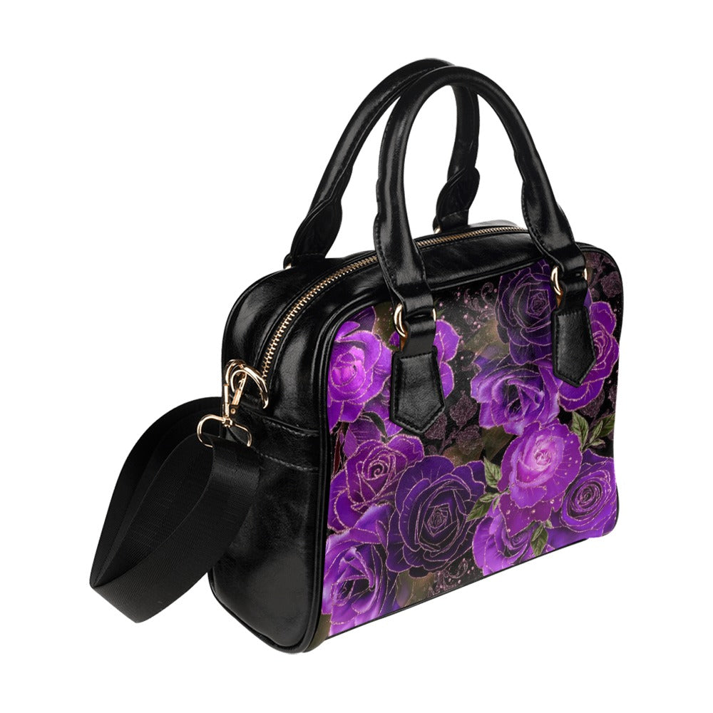 Purple Roses Goth Shoulder Bag Purse