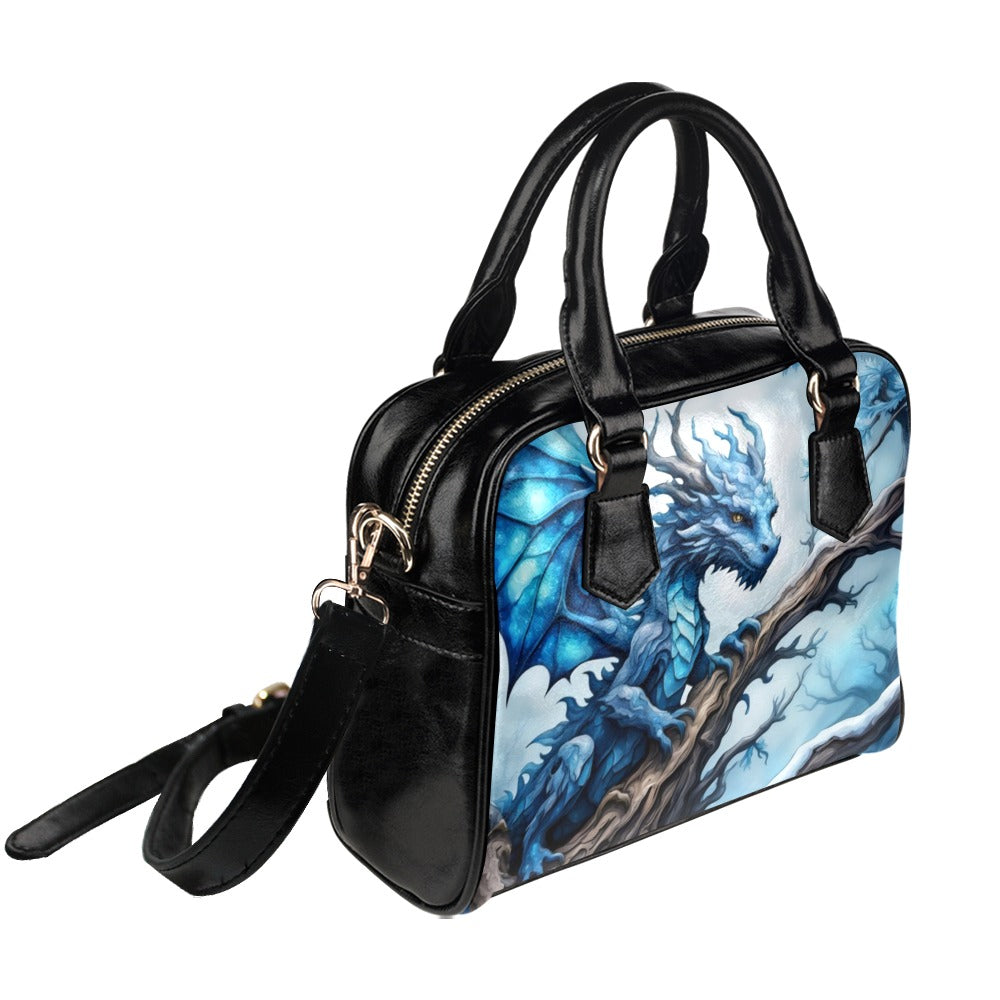 Blue Ice Dragon Satchel Purse Bowler Handbag