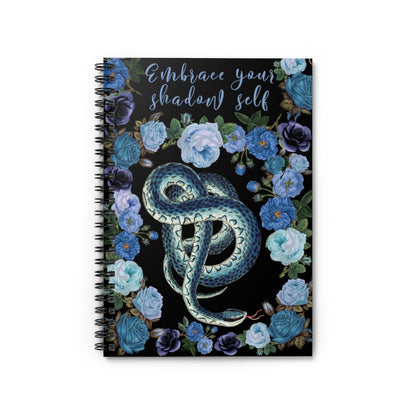 Blue Snake - Embrace Your Shadow Self - Spiral Notebook 8x6 - Ruled Line - Witch gift for mom