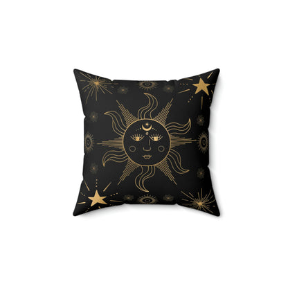 Celestial Sun Face Faux Suede Square Pillow Case With Zipper Occult Dark Witch Pagan Wicca Home Decor