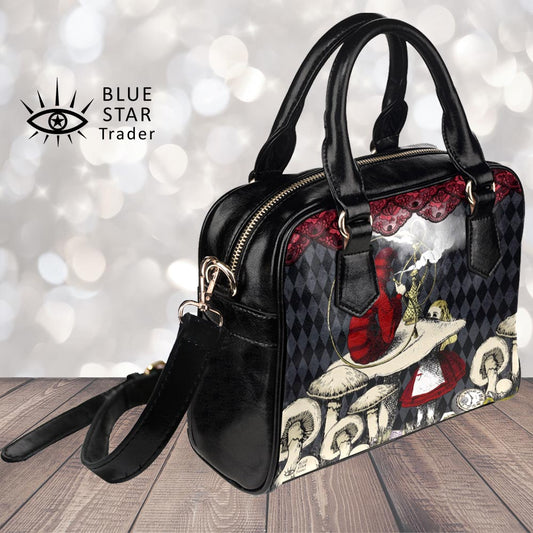 Red Alice In Wonderland Caterpillar Handbag Bowler Bag Purse