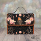 black orange songbird and moon phases floral purse handbag shoulder bag