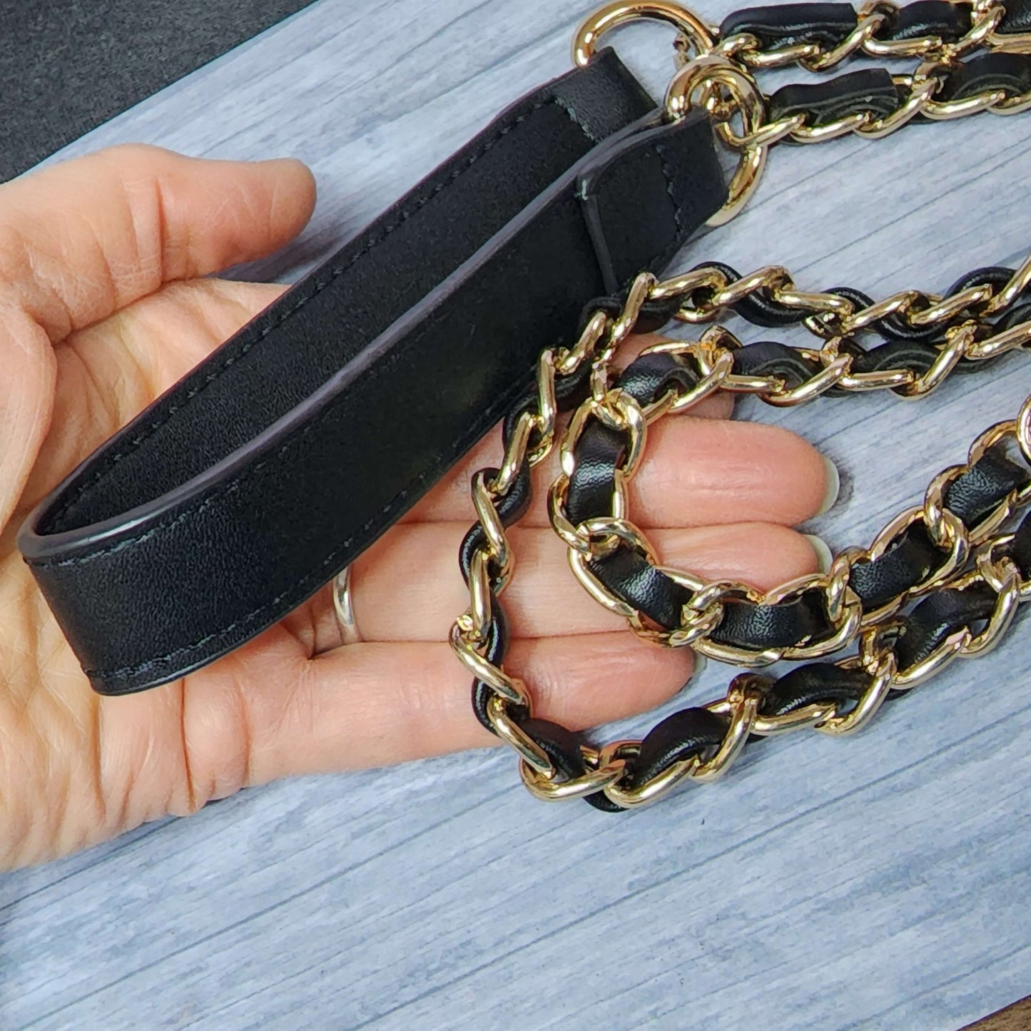 Black and Gold Chain Purse Strap 39 Inches