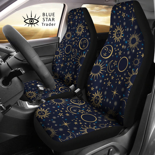 Celestial Navy Blue Car Seat Covers (set of 2)