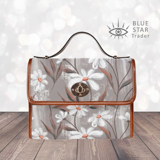 Cottagecore gray floral handbag, cross body purse by BlueStarTrader.com