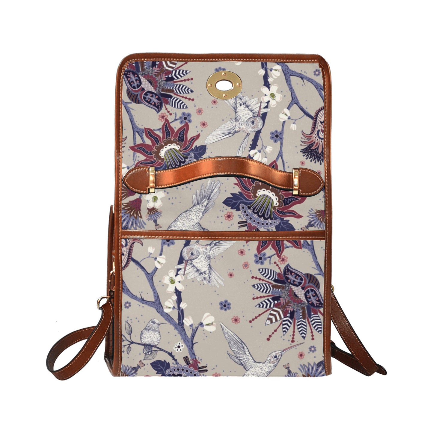Floral Hummingbird Cottagecore Crossbody Purse Satchel Hand Bag