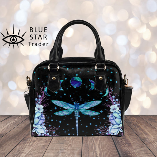Blue Dragonfly Witchy Bowler Bag Purse