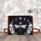 Purple Dragonfly Canvas Satchel bag, Cute Womens Purse Moon Phases