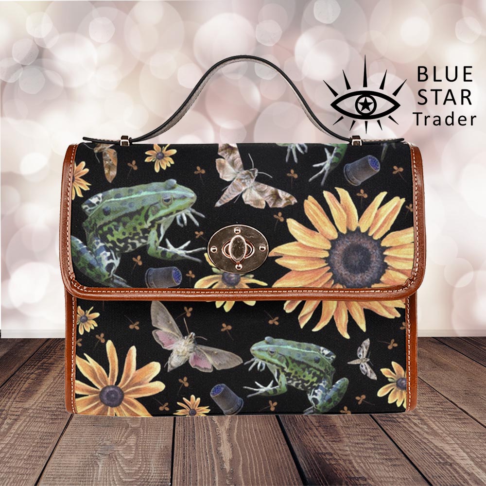 Witchy purse frogs moths and sunflowers handbag shoulder bag