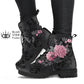 Gray Pink Roses Vegan Combat Boots
