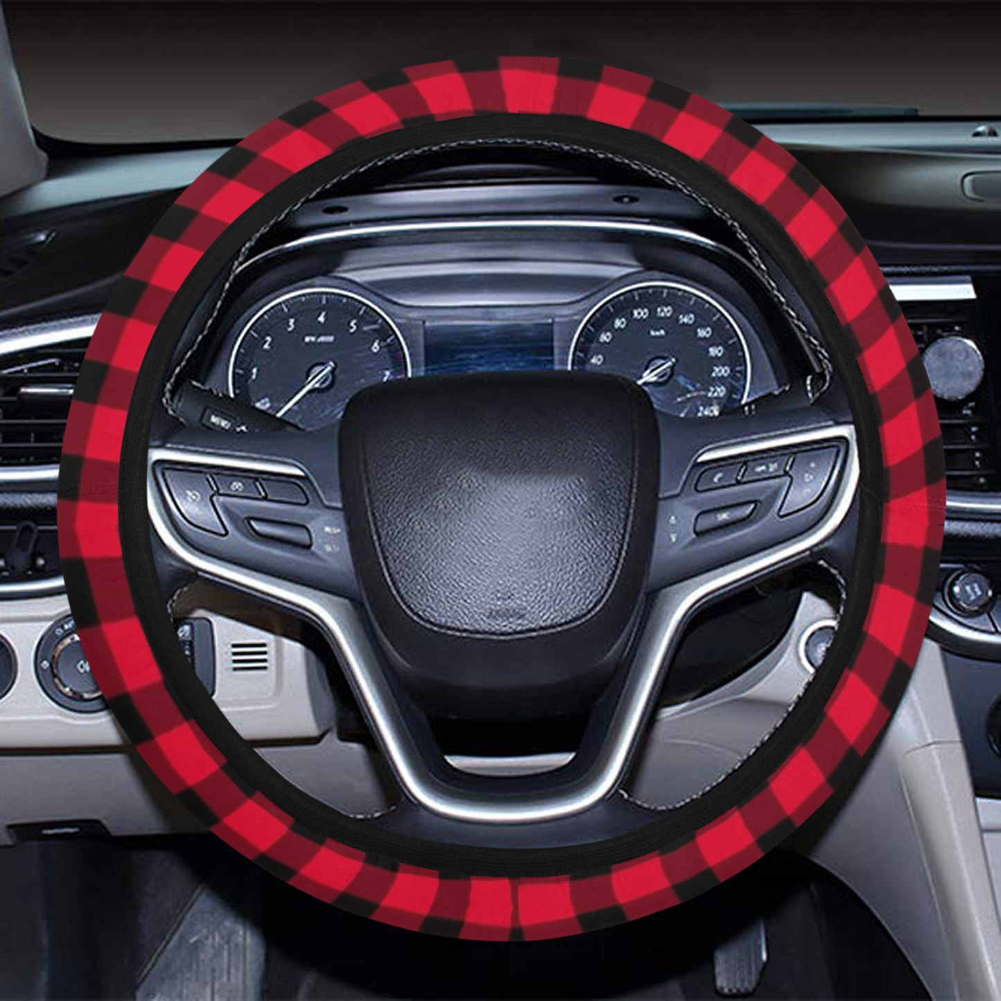 Red Buffalo Plaid Steering Wheel Cover