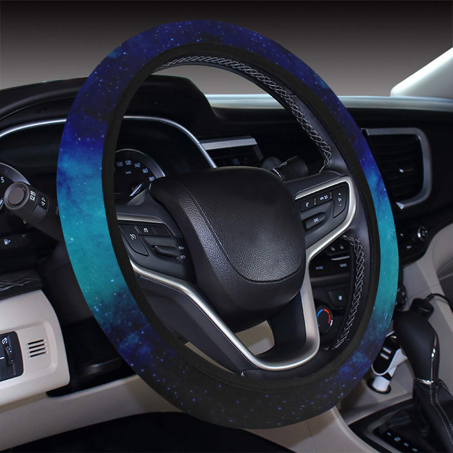 Neoprene Galaxy Car Steering Wheel Cover Turquoise Blue