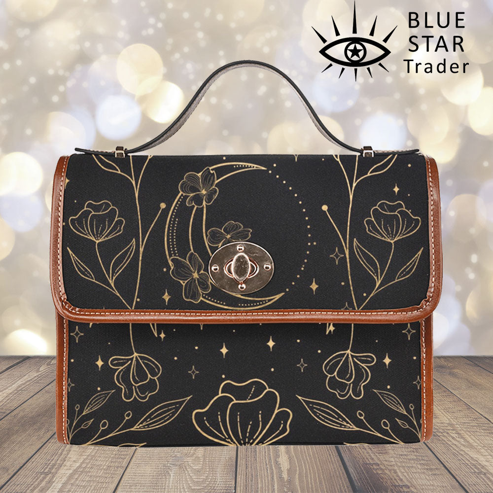 witchy crossbody purse moons and flowers