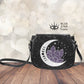 Moon and Amethyst Crystals Witchy Saddlebag Crossbody Purse