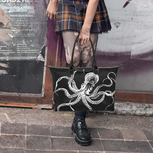 Black Octopus Goth Bag, Classic 15 Inch Handbag Steampunk