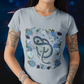 Vintage Illustration Blue Snake Floral Black Tee, Womens Bella Canvas T-Shirt, Unisex Jersey Short Sleeve Tee Witch Shirt