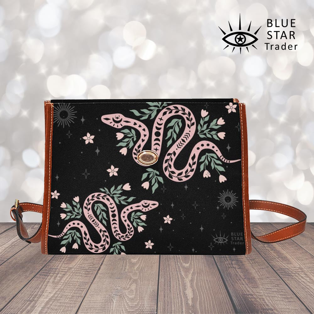 Pink Snakes Witch Canvas Satchel Purse