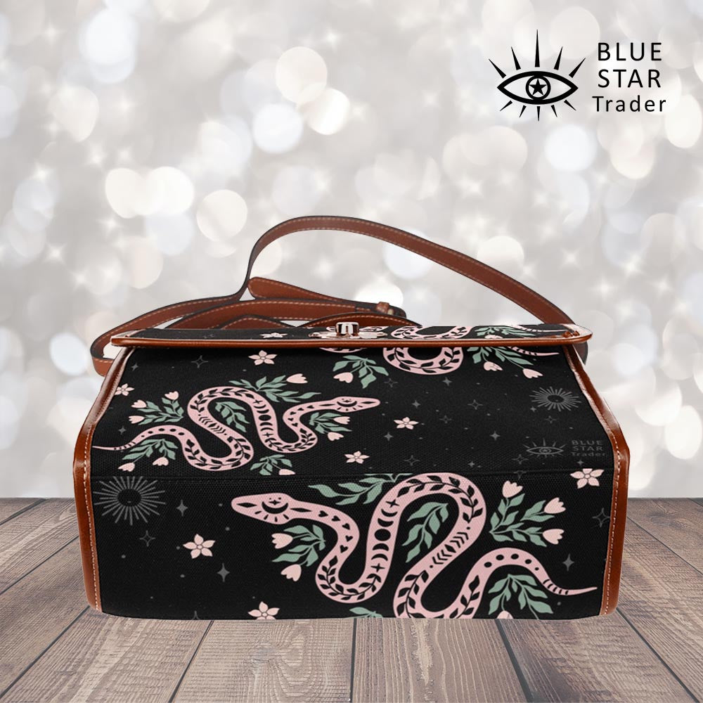 Pink Snakes Witch Canvas Satchel Purse