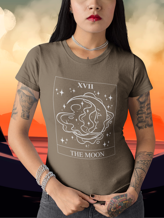 The Moon tarot card brown witch t-shirt