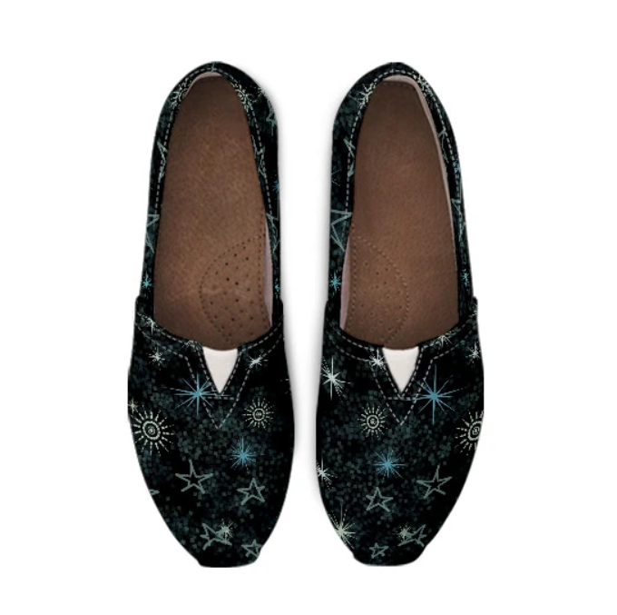 black and blue celestial womens slip on shoes, galaxy casual shoes