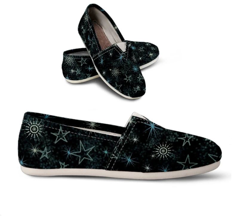 black and blue celestial womens slip on shoes, galaxy casual shoes