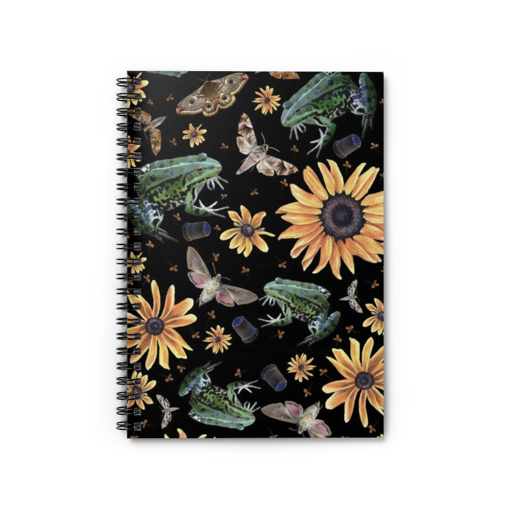 Frogs & Sunflowers - Spiral Notebook 8x6 - Ruled Line