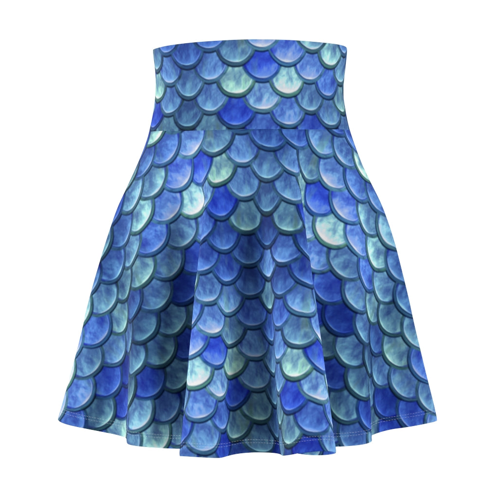 Blue Mermaid Scales Women's Skater Skirt Costume Cosplay Gift for Her Fantasy Skirt Circle Skirt