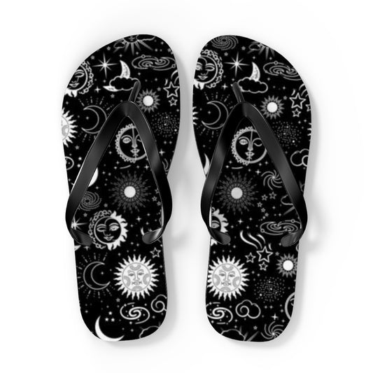 Black and White Celestial Flip Flops