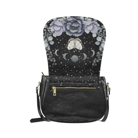 Black and Gray Butterfly Moon Phases Purse