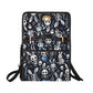 Black Blue Creepy Easter Handbag, Bunny Rabbit Goth Purse, Skulls Skeletons Canvas Satchel bag