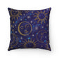 Blue and Gold Celestial Sun Moon - Spun Polyester Square Pillow Case with Zipper