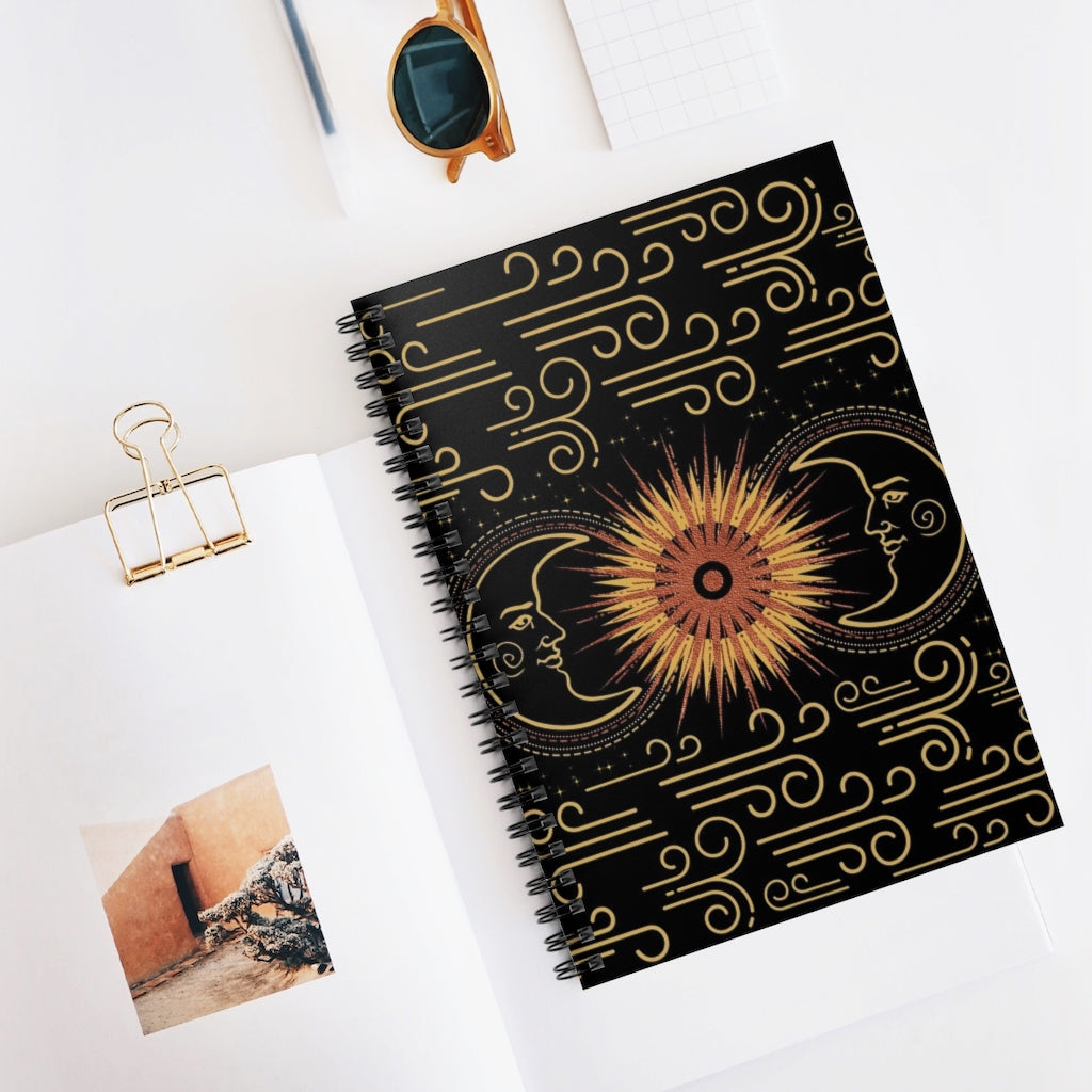 Sun and Moon Spiral Notebook 8x6 - Ruled Line, Gift for Mom