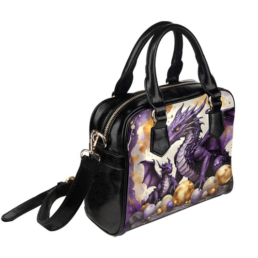 Purple and Gold Dragons Purse Bowler Handbag