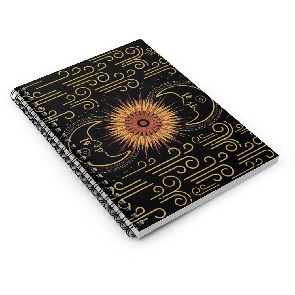 Sun and Moon Spiral Notebook 8x6 - Ruled Line, Gift for Mom