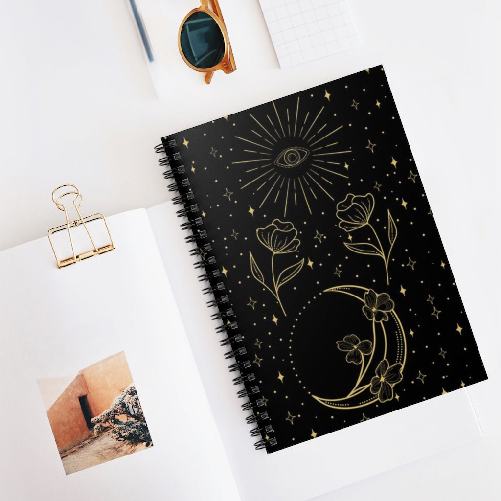 Witchy Spiral Notebook 8x6 - Ruled Line, Gift for Mom