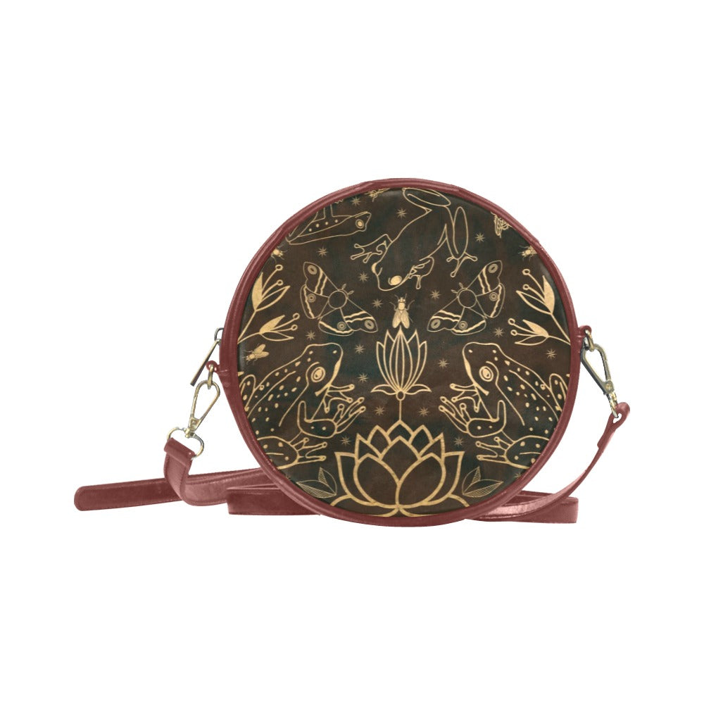 Brown Frogs Small Round Drum Bag