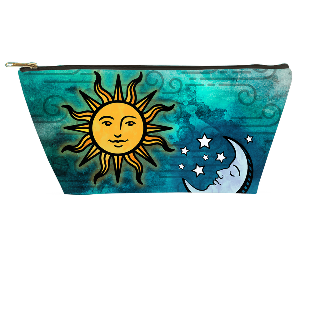 Watercolor Artistic Trendy - Accessory Pouch Dice Bag Choose Size Sun Moon Ocean Waves (Select Size)