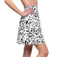 Dalmatian Spots Women's Skater Skirt Black White Costume Cosplay Gift for Her Fantasy Skirt Circle Skirt Cruella | Pet Lover | Dog Lover