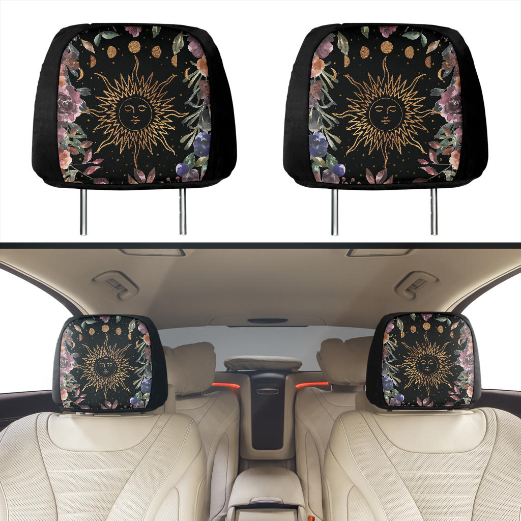 Sun Moon Phases Cottagecore Car Headrest Covers (set of 2)