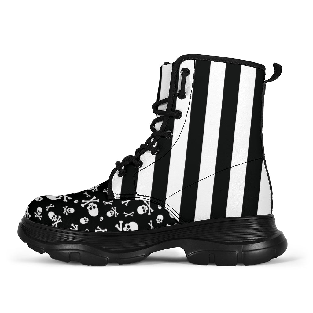 skulls and stripes Gothic boots