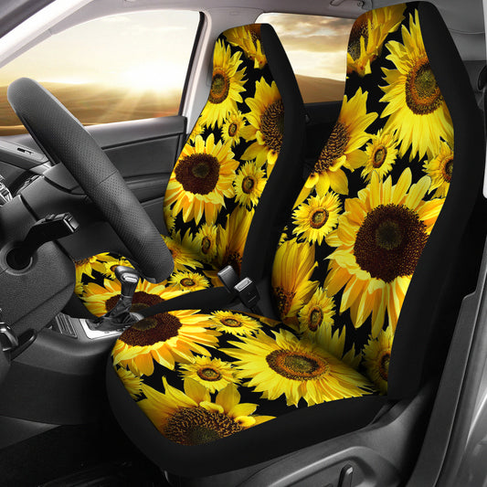 Sunflowers on Black Car Seat Covers