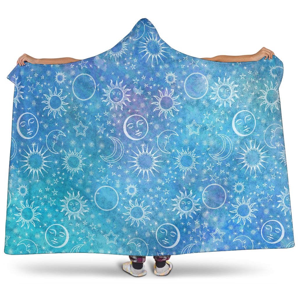 Light Blue Celestial Hooded Blanket