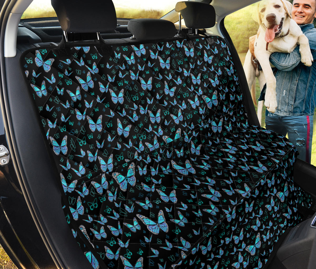 Small Blue Butterflies Car Pet Seat Cover Bench Seat Protector