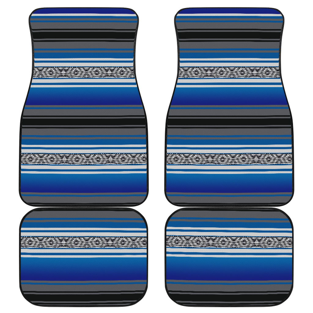 Blue Serape Front And Back Car Mats (Set Of 4) Mexican Blanket Print