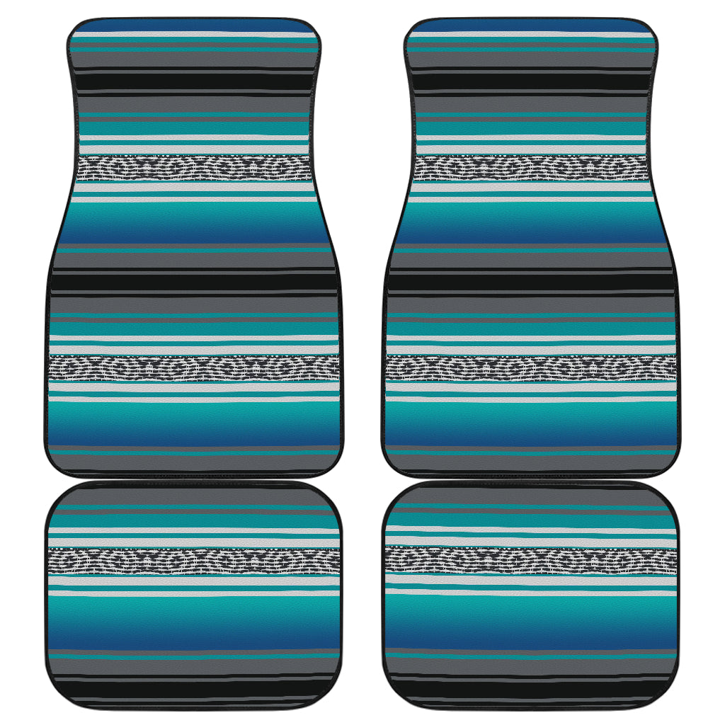 Turquoise Mexican Blanket Front And Back Car Mats (Set Of 4)