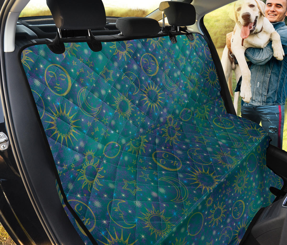 Celestial Teal Car Back Seat Pet Cover