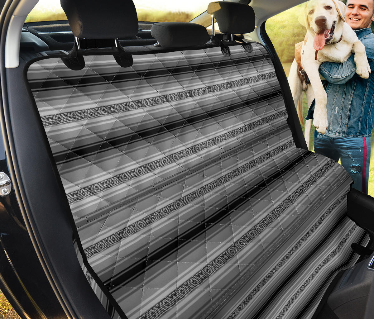 Black Gray Serape Auto Pet Seat Cover Mexican Blanket Print